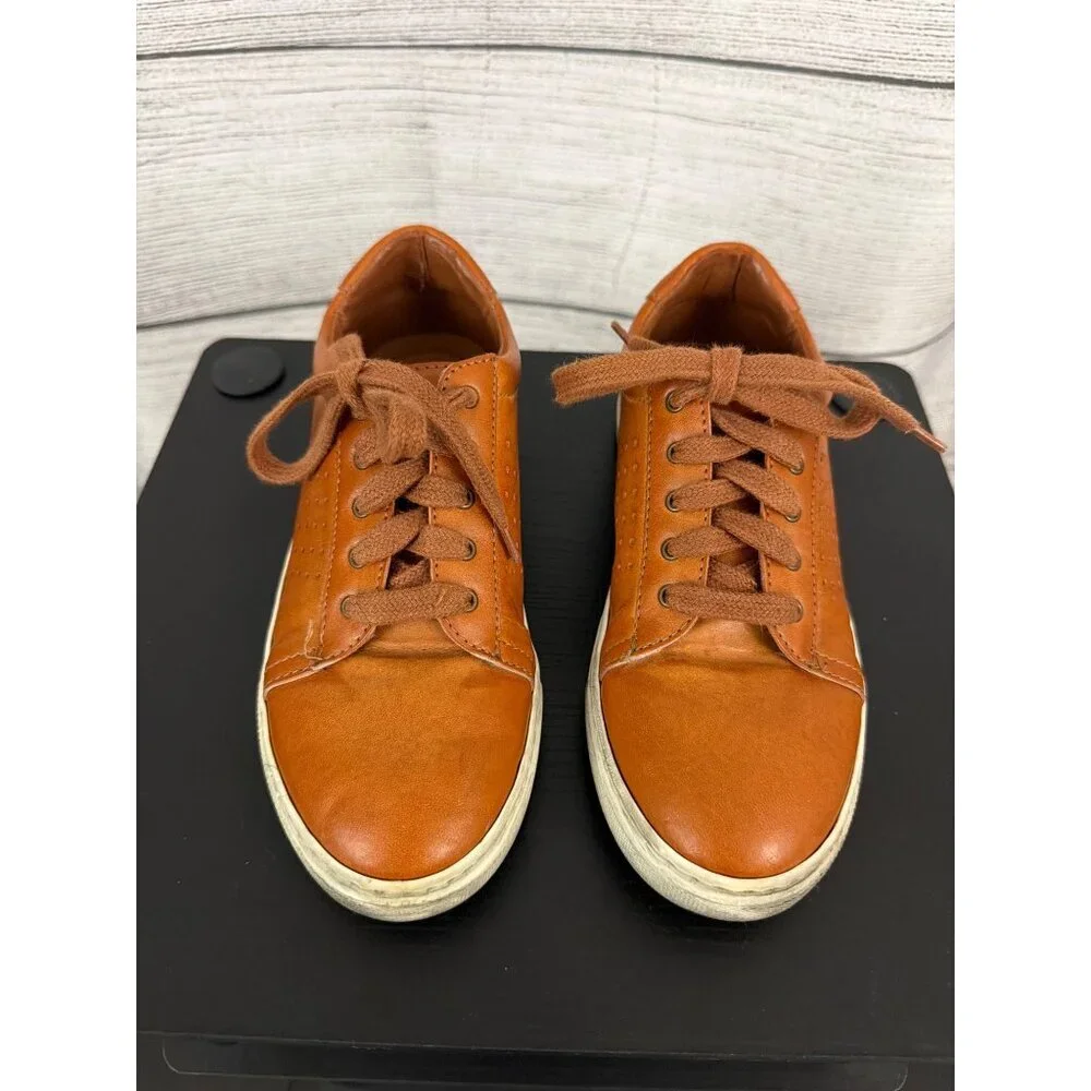 Vince Camuto Boys Brown Faux Leather Casual Sneakers Size 3